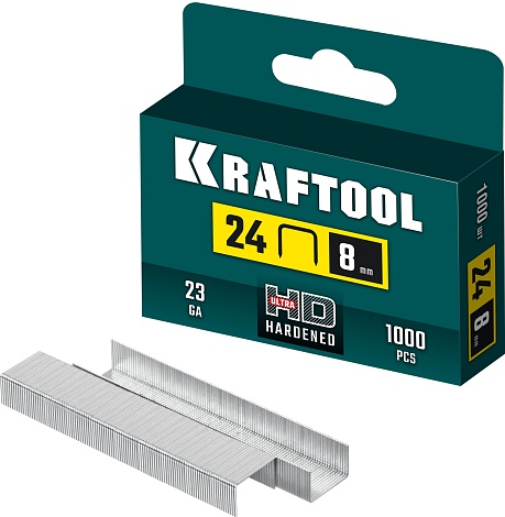 KRAFTOOL скобы тип 24, 8 мм, калибр 23GA. 1000 шт (31724-08)