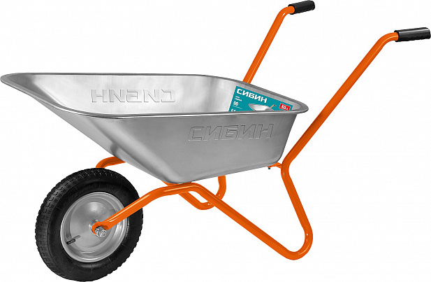 СИБИН СТ-11, 65 л, 90 кг, одноколесная, пневматические колеса, садовая тачка (39908)