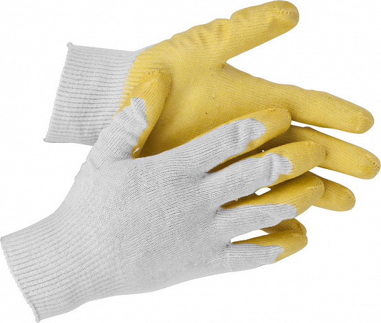 STAYER PROTECT, S-M, х/б перчатки с одинарным латексным обливом (11408-S)