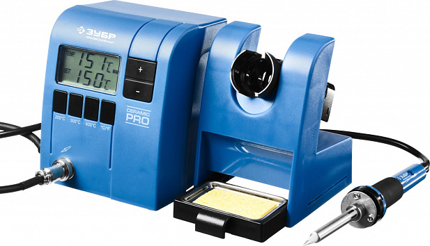 ЗУБР Ceramic, 48 Вт, 150 - 450°C, керамический нагреватель, цифровая паяльная станция, Профессионал (55335)