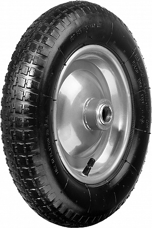 СИБИН СК-3, 3.25″ х 360 мм, для тачек (арт. 39905, 39909, 39992, 39994), стальной диск, подшипник - 25,4 мм, пневматическое колесо (39910-3)